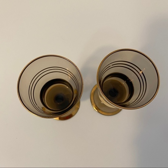 Vintage Smokey Brown Liqueur Glasses set of Two​​​​​ - Picture 2 of 4
